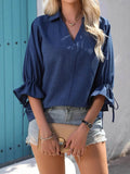 V-Neck Blouse with Ruffle Sleeves for Effortless Elegance - EBYNN