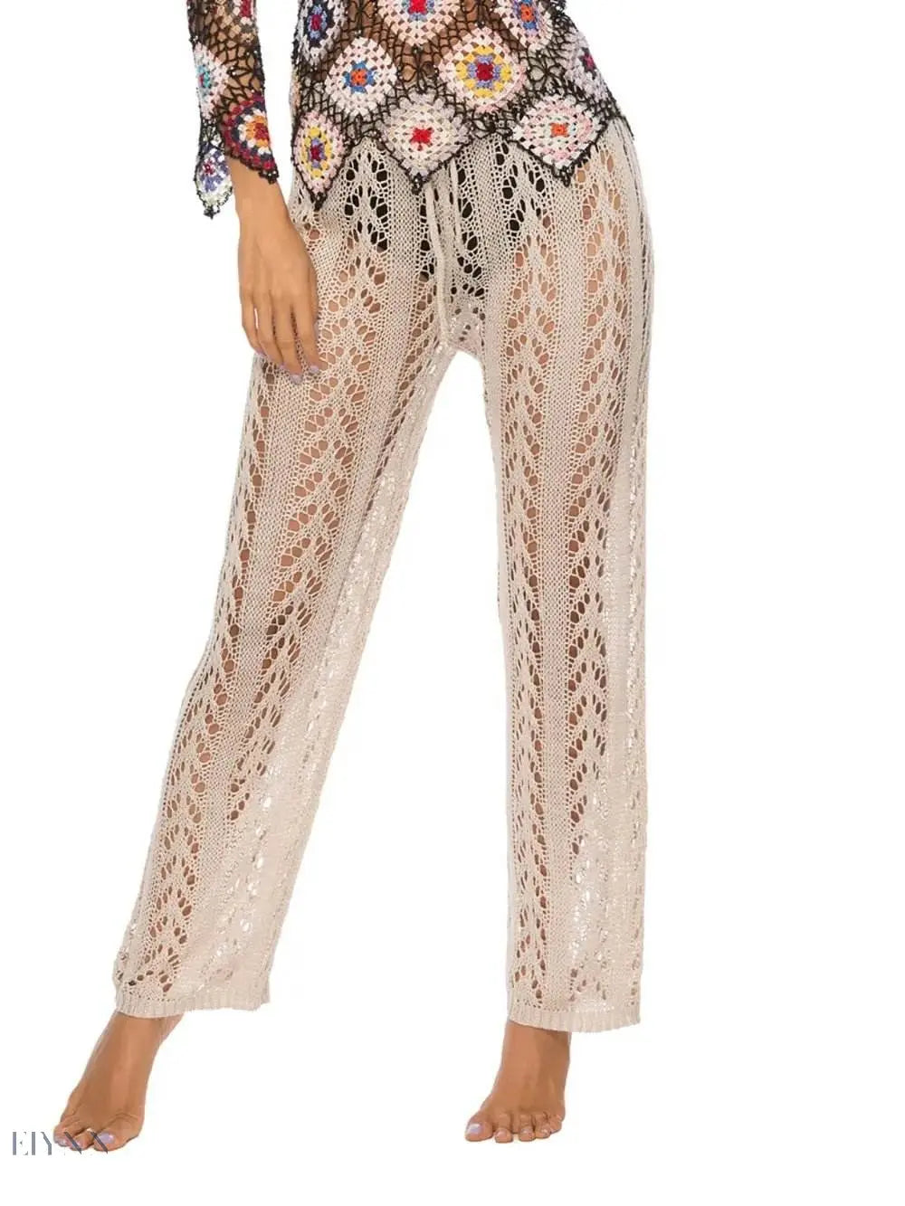 Trendsi women's drawstring beach pants in a soft beige color with a lightweight, breathable design