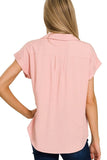 Zenana Tencel V-Neck Top with Pockets for Stylish Comfort and Versatility - EBYNN